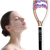 Wireless 8-Roller 3D Face Massager with LED Microcurrent EMS & V-Shape Sculpting